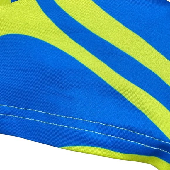 Women Bodycon Strapless Dress Large Yellow Blue Midi Stretch Backless - Picture 13 of 15